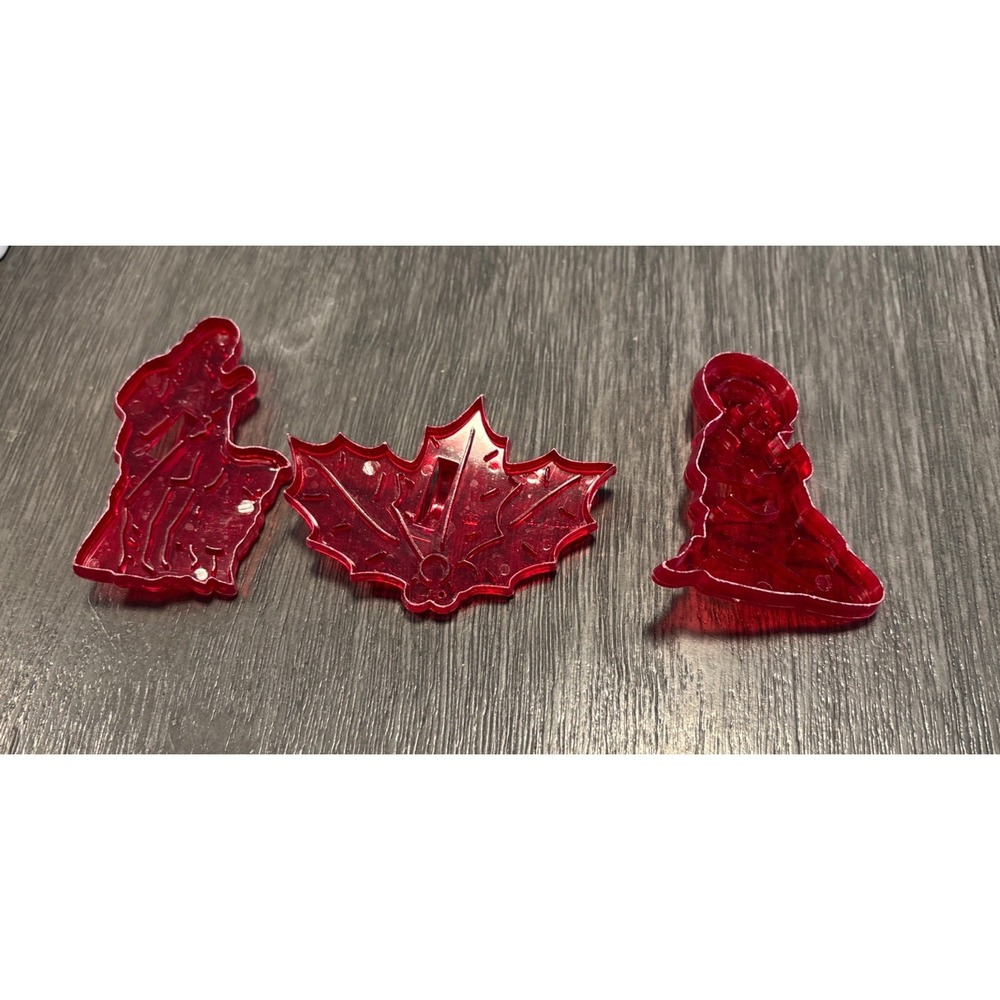 Vintage HRN Christmas Cookie Cutters Original Red Clear Made in U.S.A. Set-16 - Picture 11 of 16